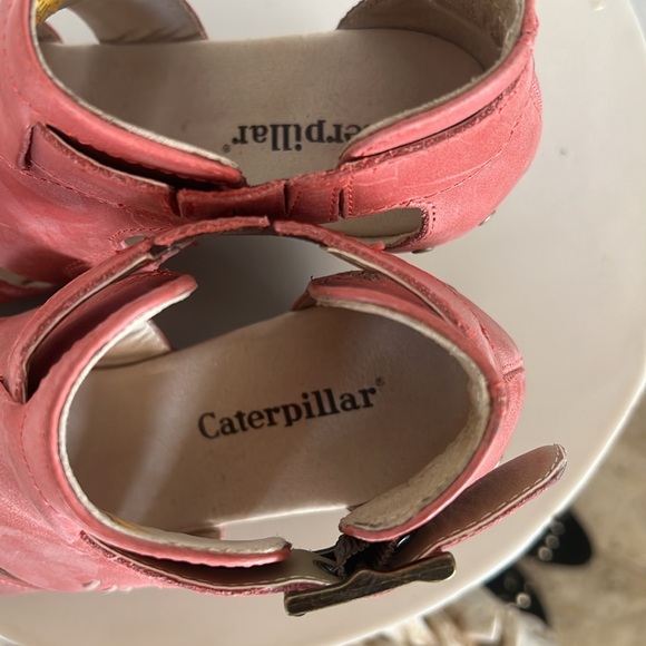 CAT-Caterpillar red distressed leather platform sandal - sz 8.5 - Picture 4 of 9